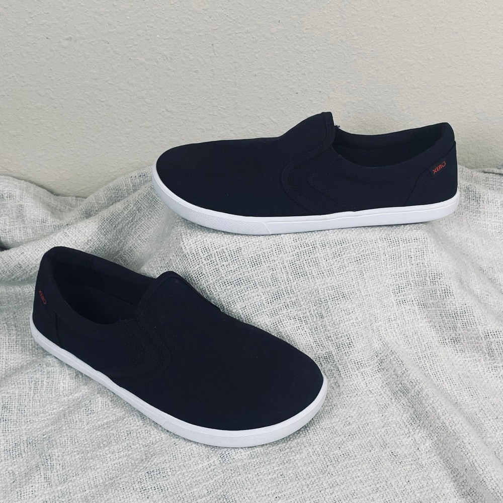 Xero Shoes Dillon Canvas Slip-On Mens 8.5 Black Minimalist Barefoot Sneakers